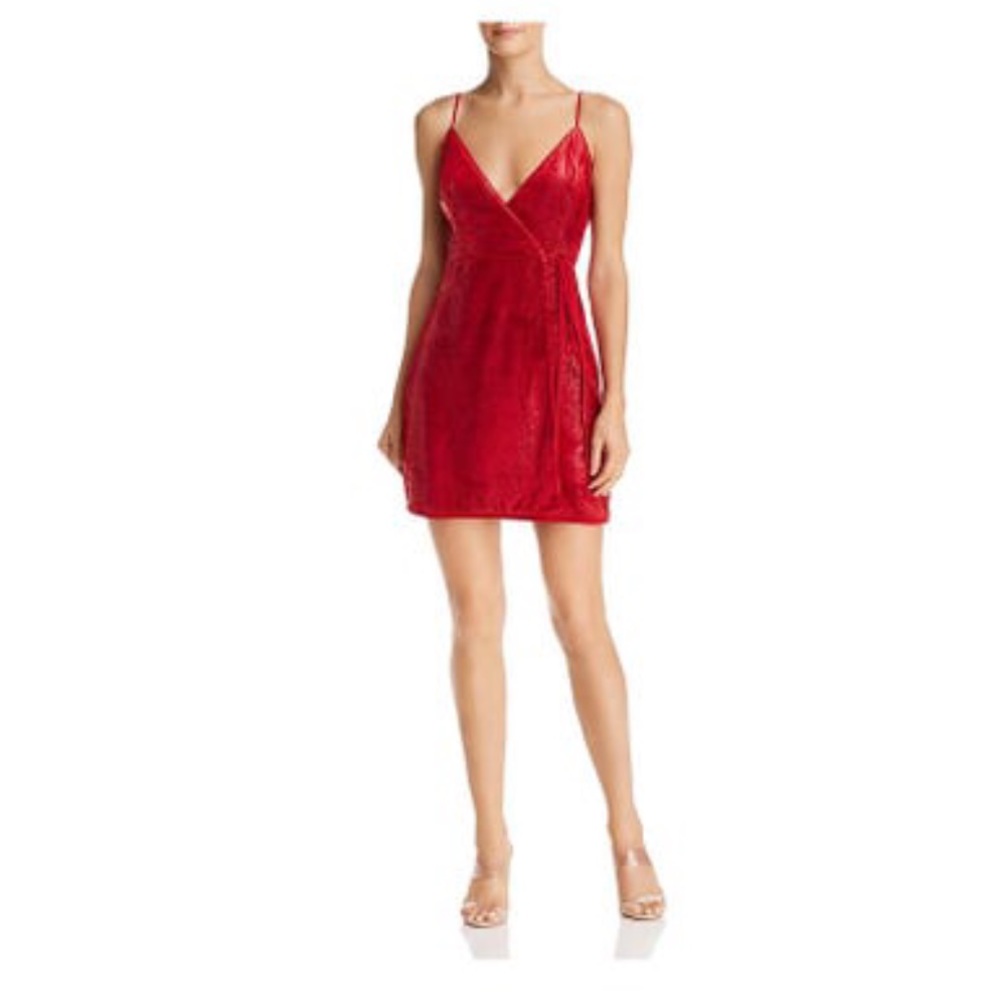 🆕BCBGMAXAZRIA faux wrap velour dress